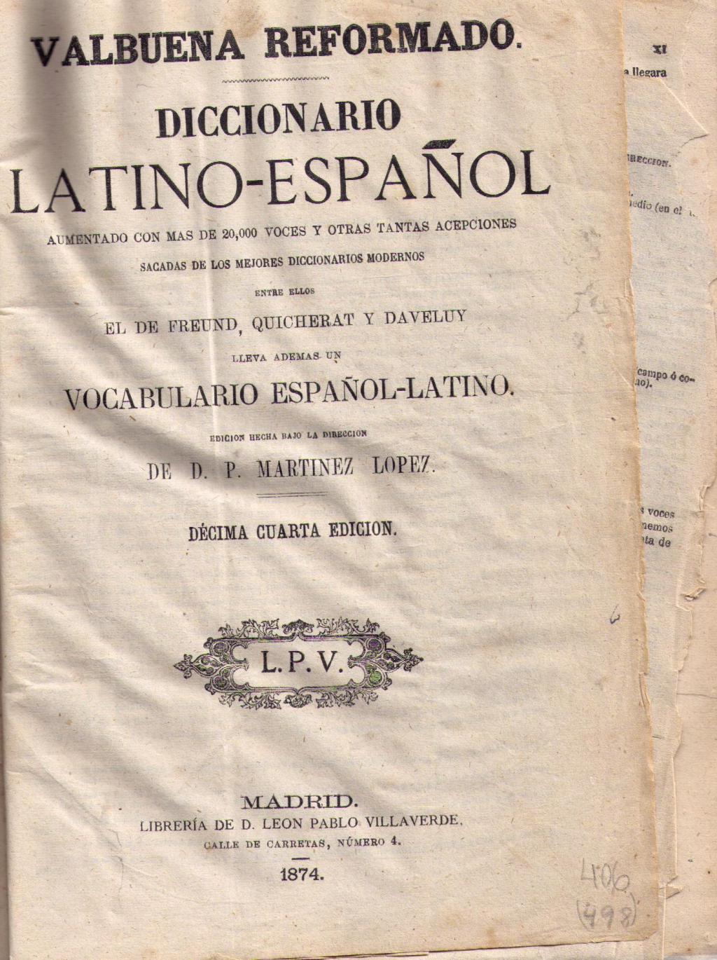 Coberta de Diccionario Latino- Español